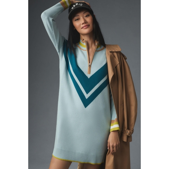 Anthropologie Dresses & Skirts - Maeve × Anthropologie Varsity Half-Zip Tunic Mini Dress Nwot